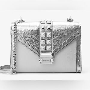 Michael Kors Silver Studded Crossbody Bag